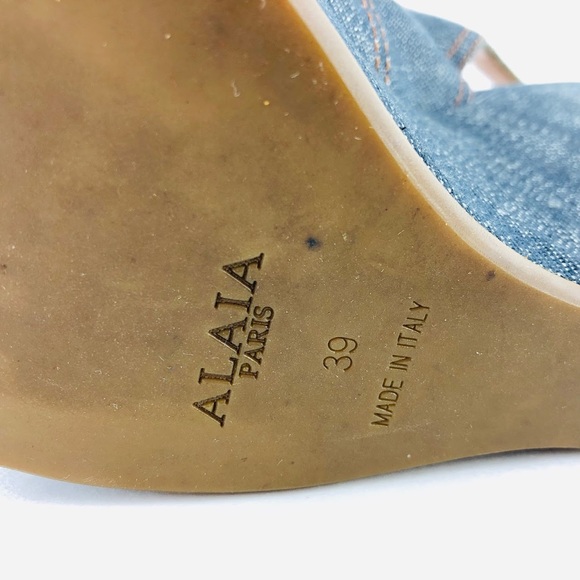👋🏾SOLD👋🏾authentic ALAÏA blue demim wrapped platform wedges - Picture 6 of 8